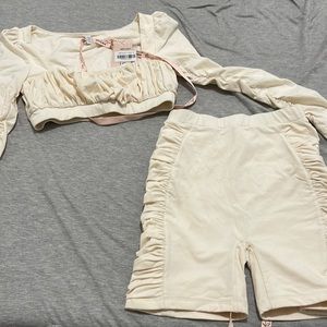 Ruffled crop top & biker short set